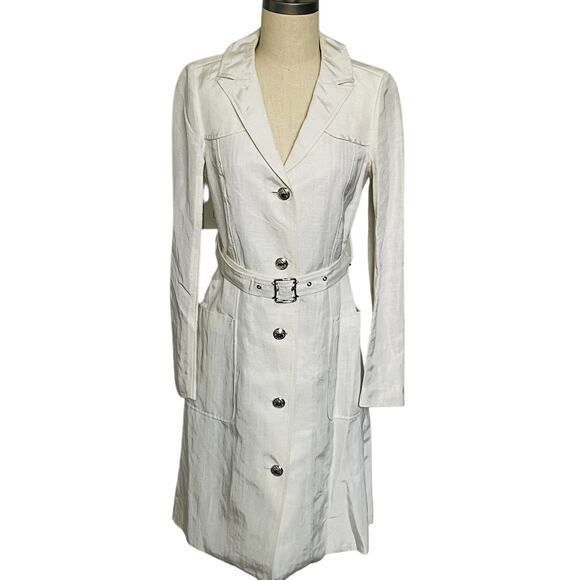 Tocca Jackets & Blazers - Tocca New Cream Ivory Linen Viscose Trench Coat Belted